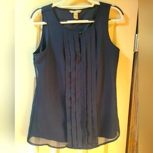 Banana Republic Navy Sleeveless Pleated Women's Top Blouse